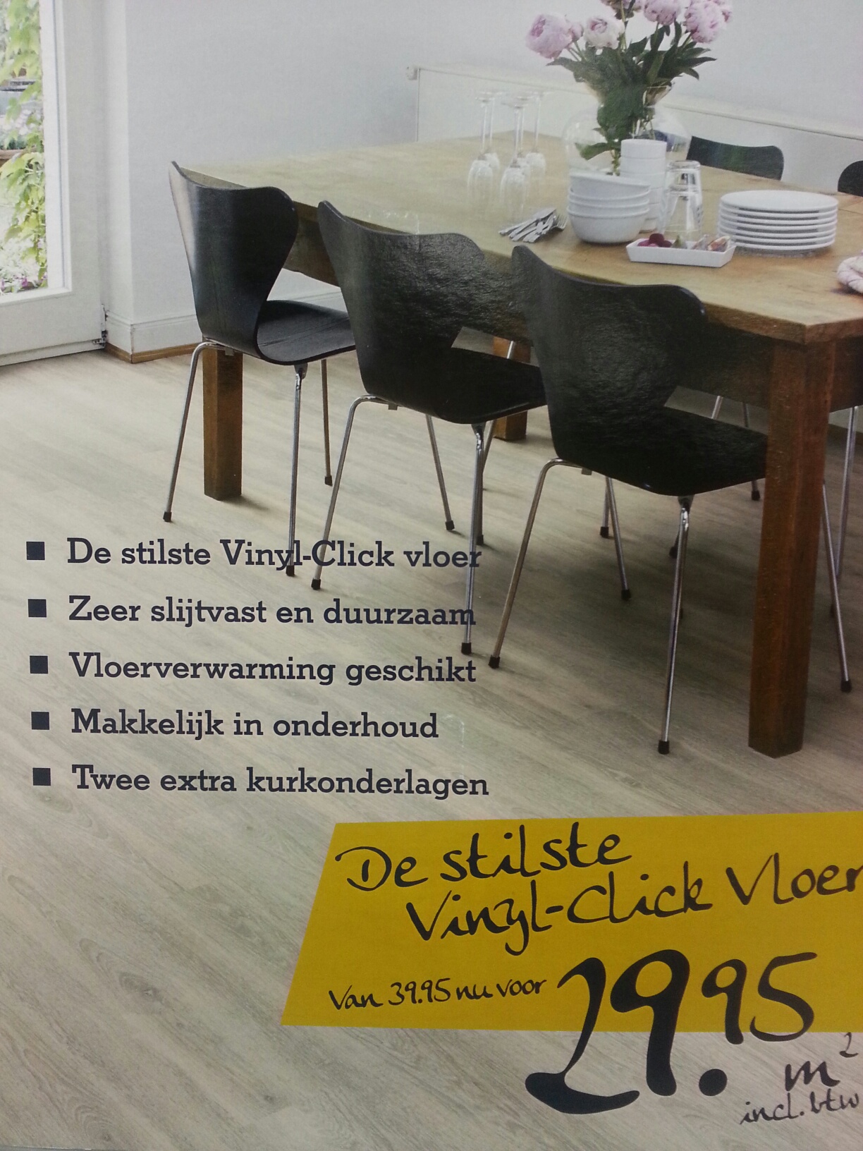Aanbieding PVC click vloer normaal 39,95 NU 29,95m2
