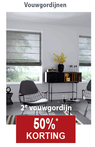 Sfeer in uw interieur met een vouwgordijn uit de collectie van Noord-West Interieurs
