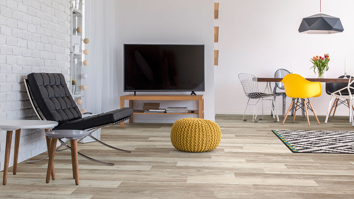 Allura PVC stroken in visgraat gelegd