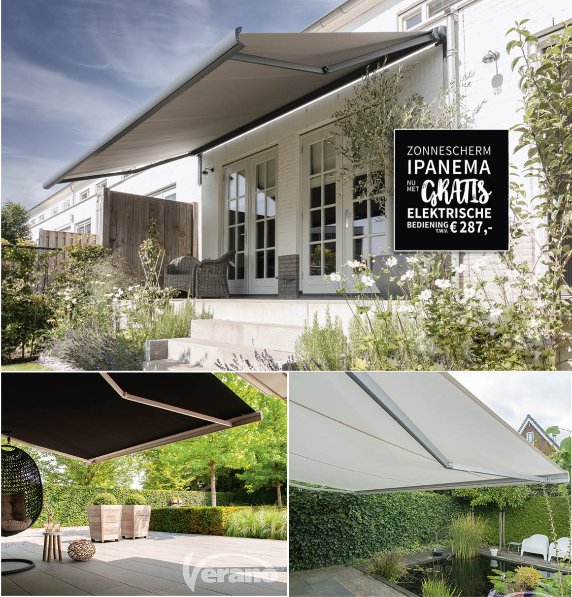 Wegens succes actie verlengd t/m 7 mei  - KNIKARMSCHERM IPANEMA V280 GRATIS MOTOR t.w.v. €287,00*